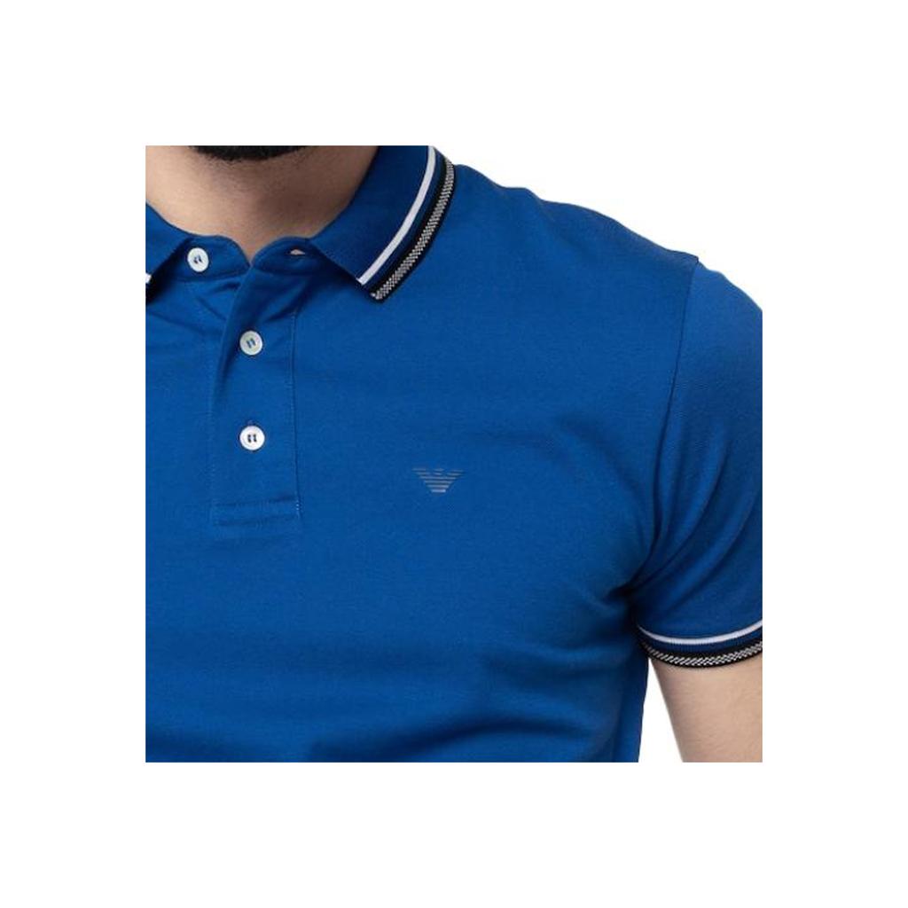 Emporio Armani Solid Color Logo Short Sleeve Polo Shirt Men Tops Blue 3K1FL8-1JTKZ-0921