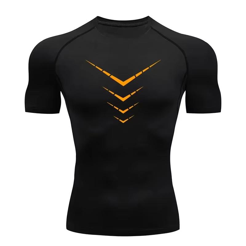 Compression Short Sleeve T-Shirt Men's Running Training Sports Wear Breathable Bodybuilding Top Fitness Clothing RL558