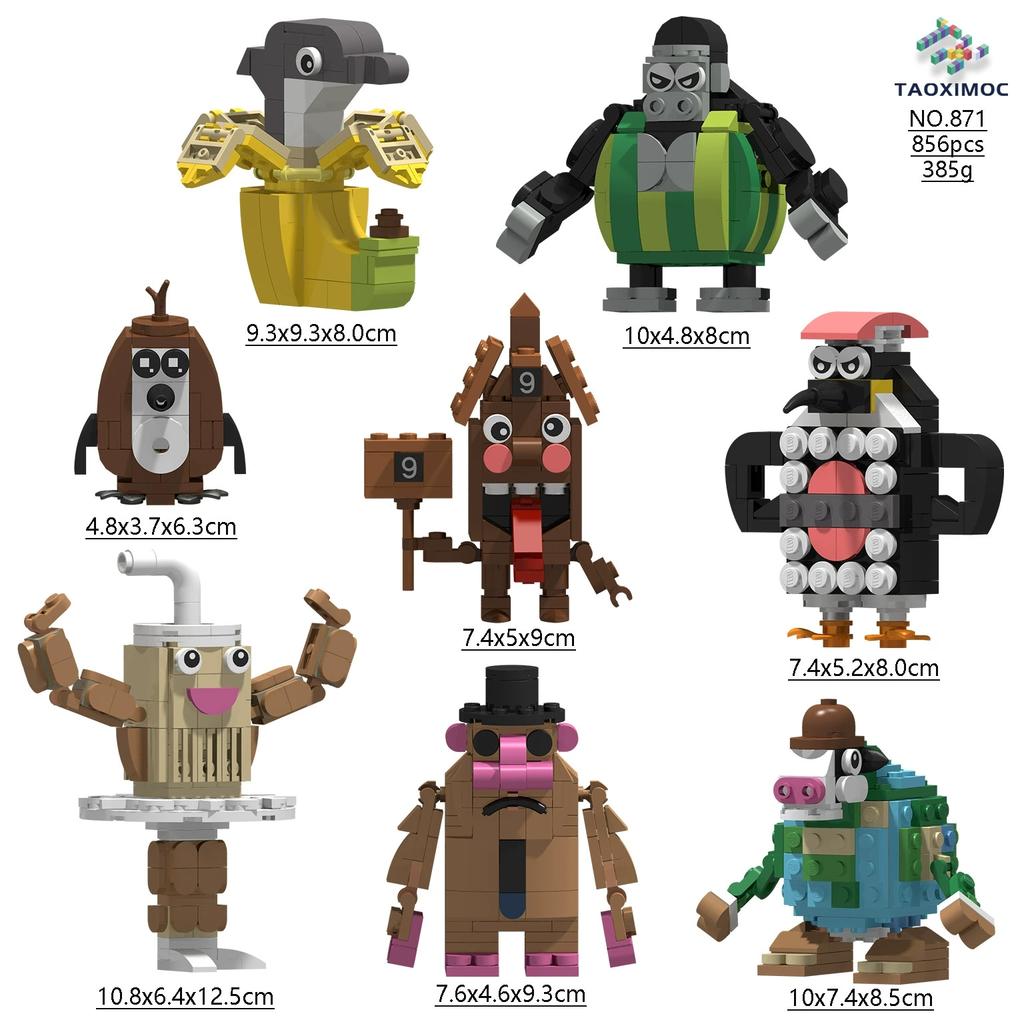AI Anime Shanhaijing Tung Tung Sahur Wooden Stick People Pass Abstract Building Block Set Gift Present Toy Ornament Brick Doll Scale Model