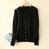 Spring and Autumn Women's Korean Version of The Blouse  Solid Color Fashion V-neck High-end Knit Cardigan Short Section Plus Size