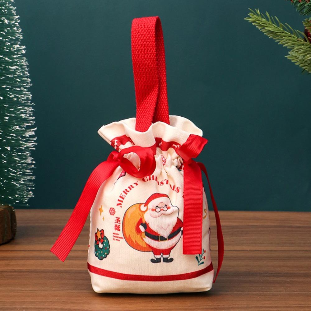 Casual Christmas Knitted Handbag Handmade Knit Multifunction Christmas Tote Bag Reusable Party Gift Bag Cartoon Candy Bag 14x16cm