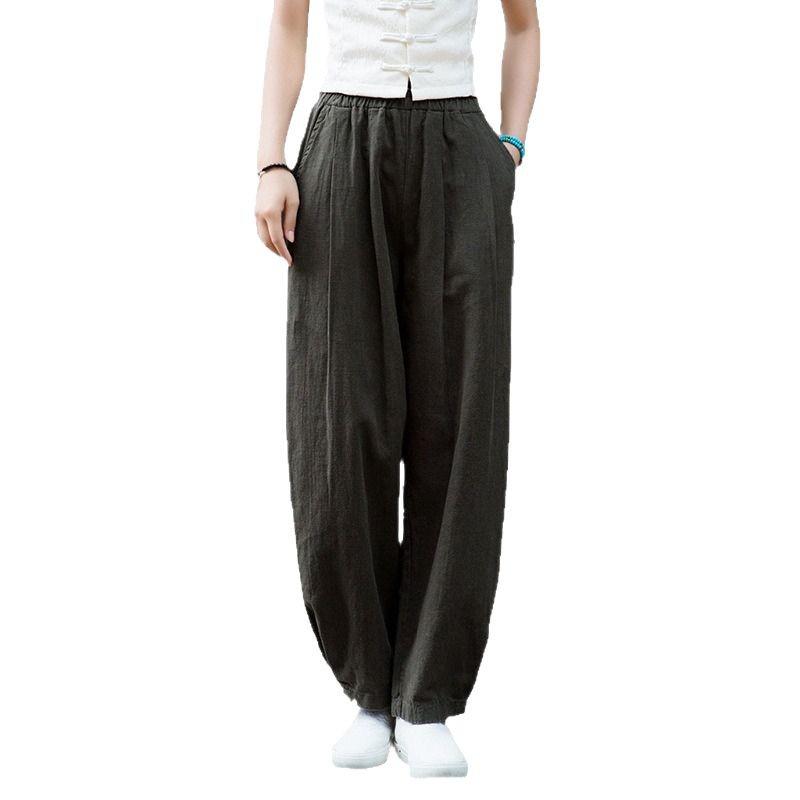 2026 Spring/Summer Women's Cotton Linen Slimming Lantern Pants - Sand Washed Loose Fit.