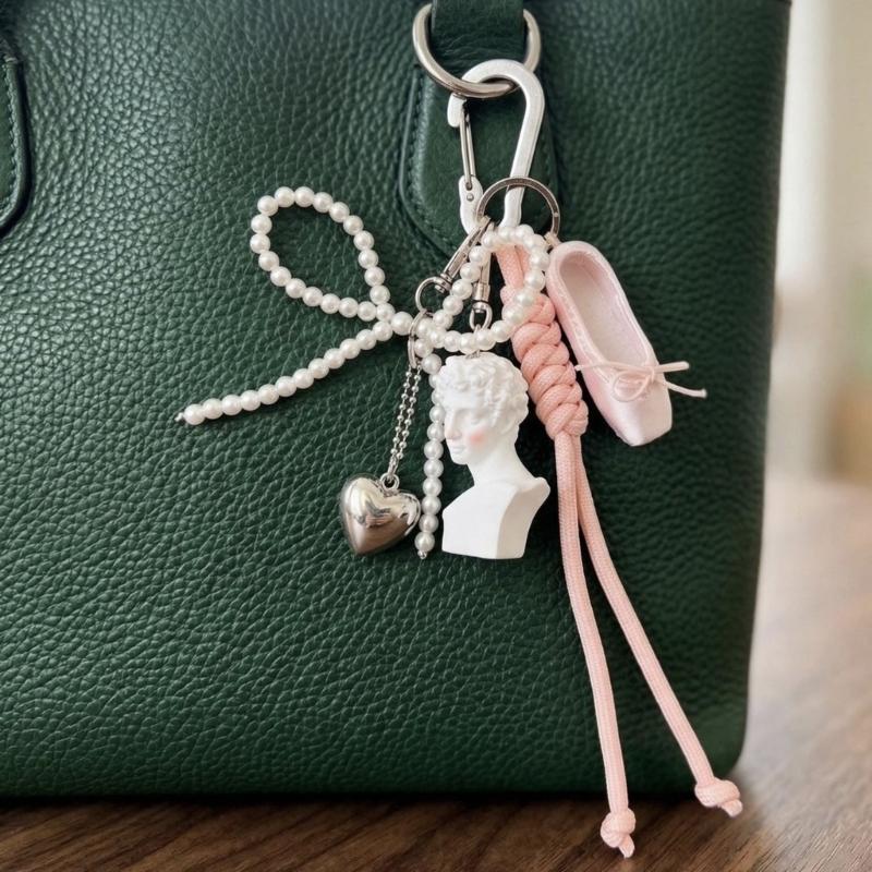 Miniature Ballet Shoe Charm Keychain Pendant Elegant Dance Inspired Jewelry Accessory For Bags And Keys