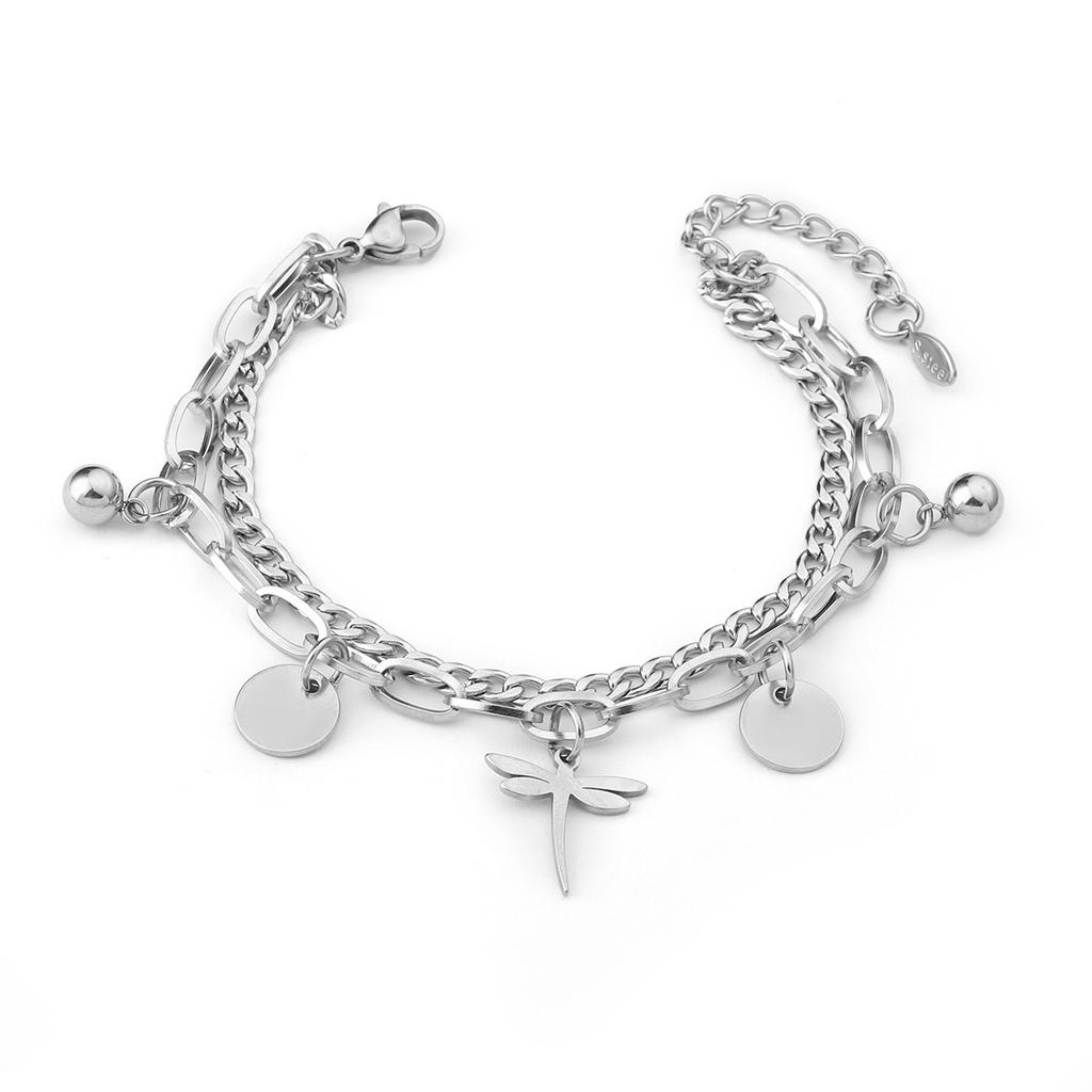 European and American simple personalized bell double-layer titanium steel bracelet spot men and women couple jewelry women's trend fashion jewelry