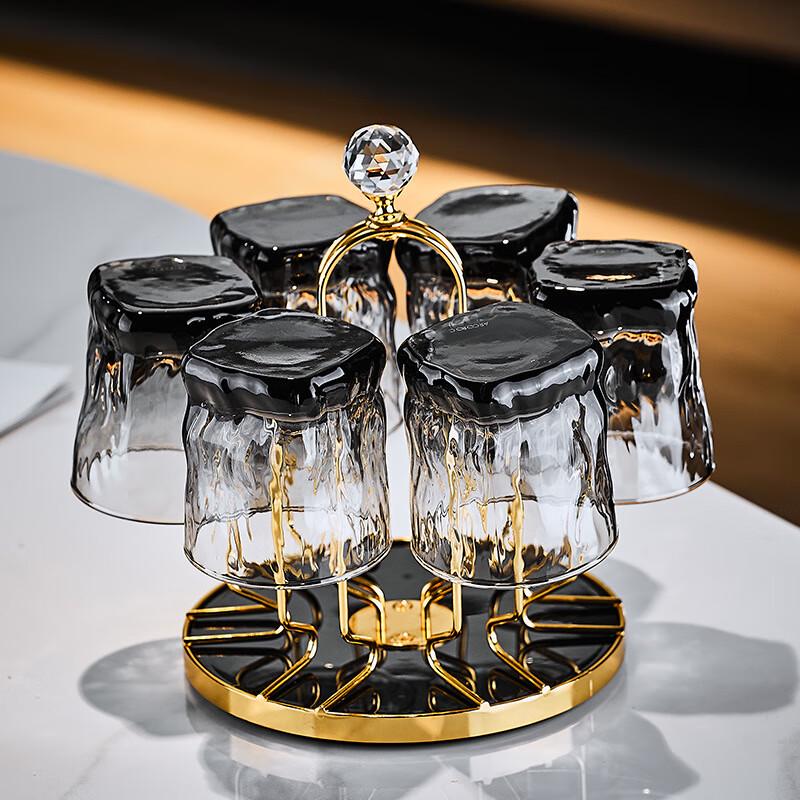 Haofeng Grey Tree Pattern Glass Drinking Cup Set