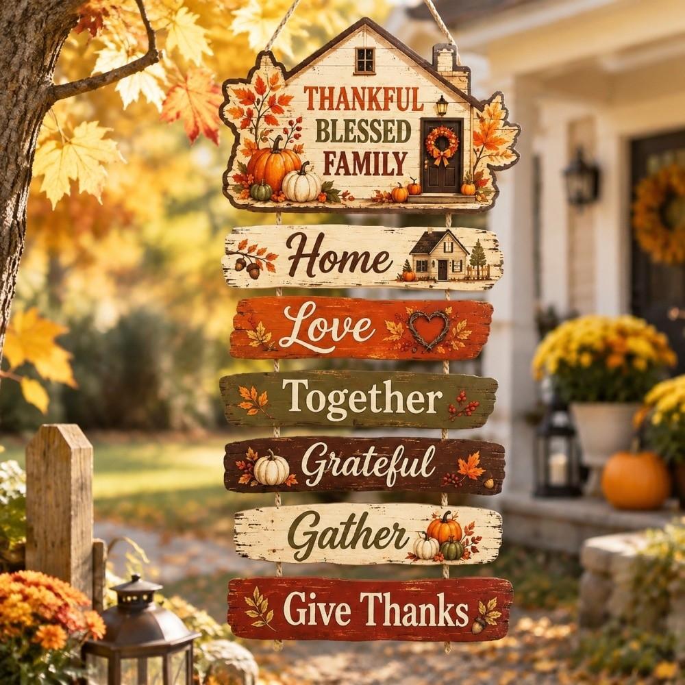 2D Flat Autumn Harvest Sign Decorative Fall Theme Wall Hanging Plaque Home Decor
