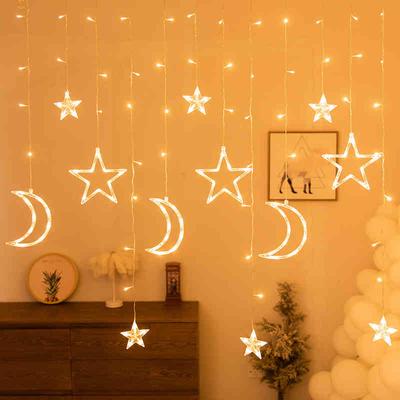 2.5M Mond Stern LED Vorhang Lichterkette 138 LEDs Weihnachtslicht für Hochzeit Zuhause Garten Party Straße Baum Dekoration