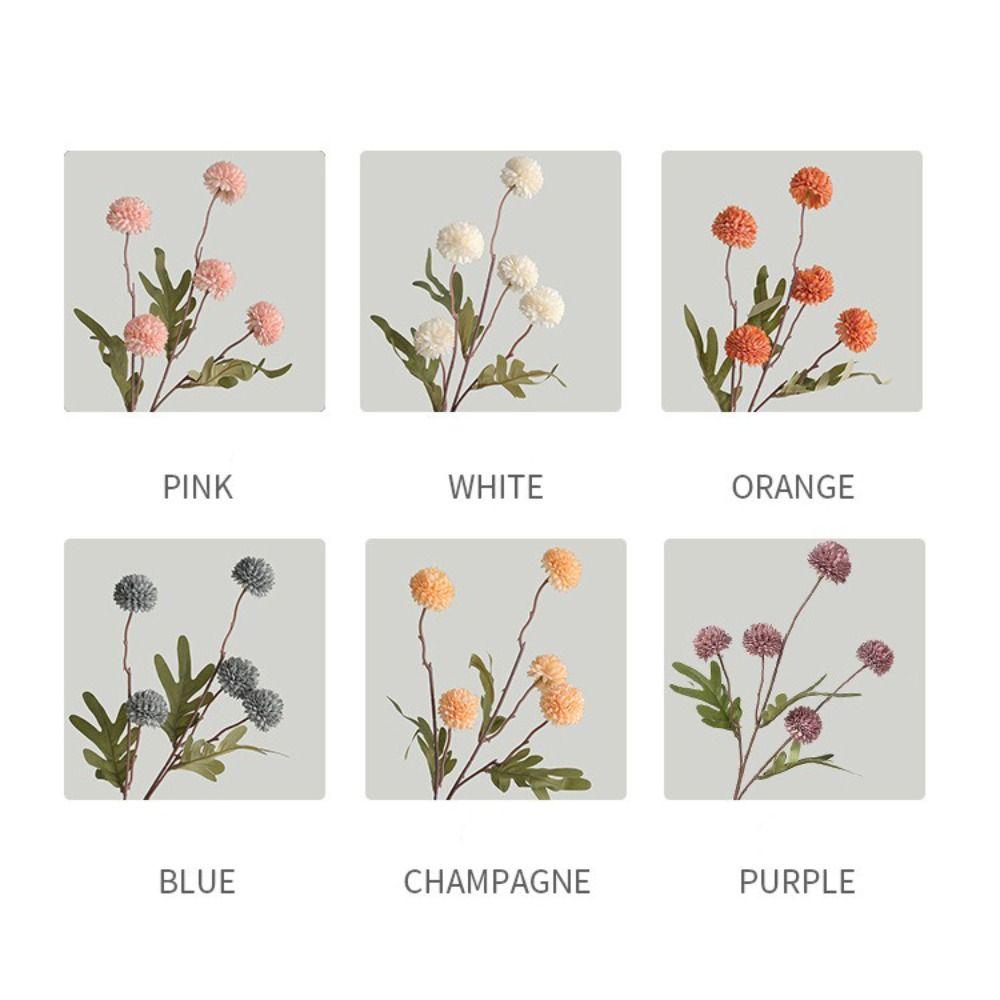 Pompon Chrysanthemum Artificial Silk Flowers Artificial Silk Bridal Bouquet Dandelion Flower Ball 5 Heads Design