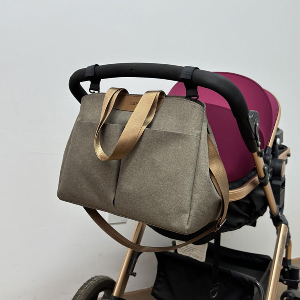 Multiple Compartment Mommy Bag Pram Hanging Diaper Bag with Diaper Changing Pad and Small Bag Large Capacity Handbag