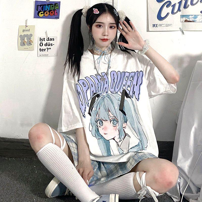 Cartoon Graphic Printed T-shirt Women Men Oversized Y2k Short Sleeve High Quality Streetwear Harajuku Male Female Clothing