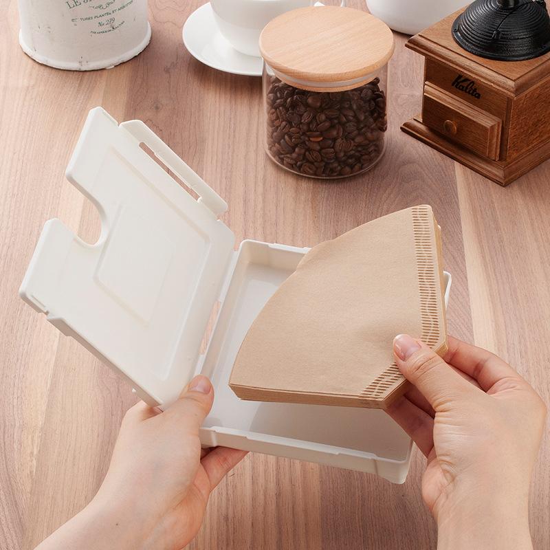 Home Magnetic Suction Wall-mounted Coffee Filter Paper Storage Box Square Hand-brewed Coffee Filter Paper Dust-proof Storage Box