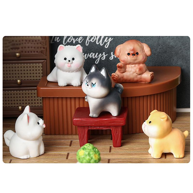 Cute Dog Figurines Miniatures Cartoon Animal Micro Landscape Ornaments For Home Room Desk Accessories