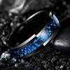 Fashion Heartbeat Stainless Steel Rings for Men With Blue Carbon Fiber Inlay Ring Wedding Jewelry Christmas Gift Accessories