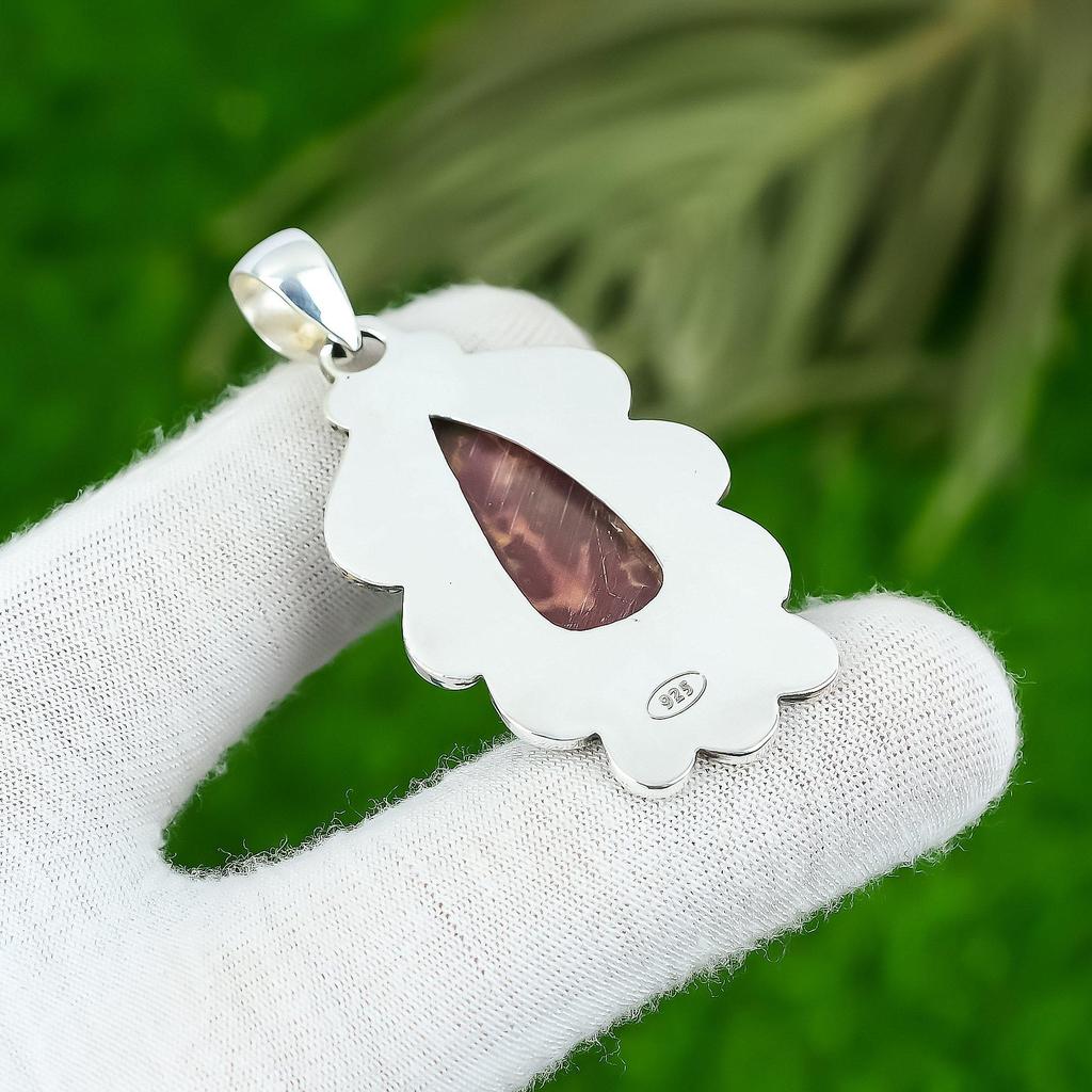Sisters Day Deal Pear Natural Ocean Jasper Sterling Silver Unique Mother Pendant