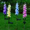 2 Pack 29.5 Inch Solar Hyacinth Flower Lights Outdoor Decorative, Purple Silk Hyacinth Flower Lights for Garden Decor