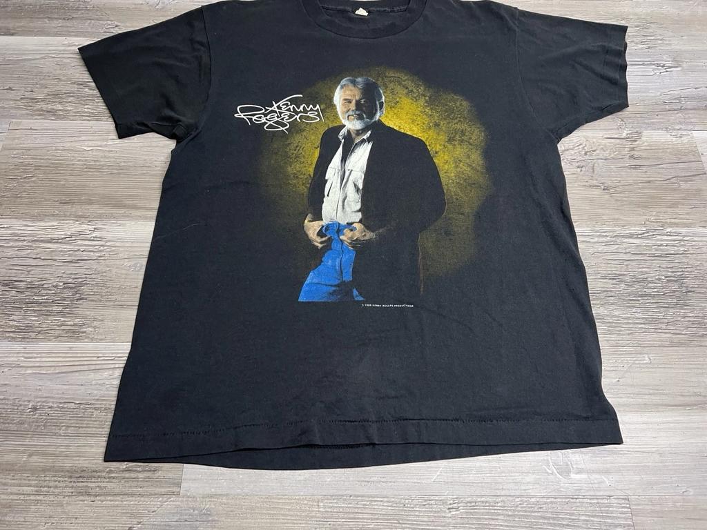 Vintage 80s Kenny Rogers Country Music T-Shirt Perfect Fade Single Stitch Size L