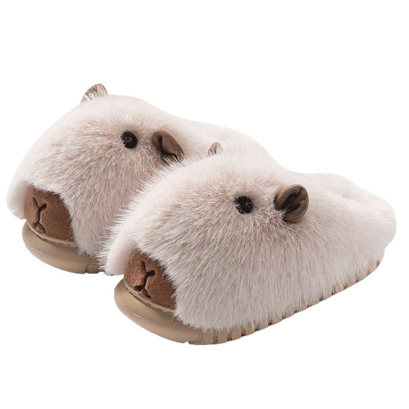 New Cotton Slippers Kapibara Fashion Hairy Mop Cartoon Little Hedgehog Hairy Indoor Home Warm Mop