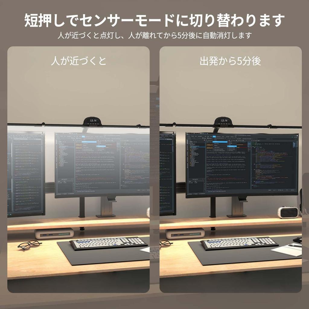 AriKroii Desk Lamp, LED Clamp Light, Clip-on Light, 12W Energy-Saving, Extended Light Source Design, Wide-Range Lighting, 120cm Wide, Multi-Angle