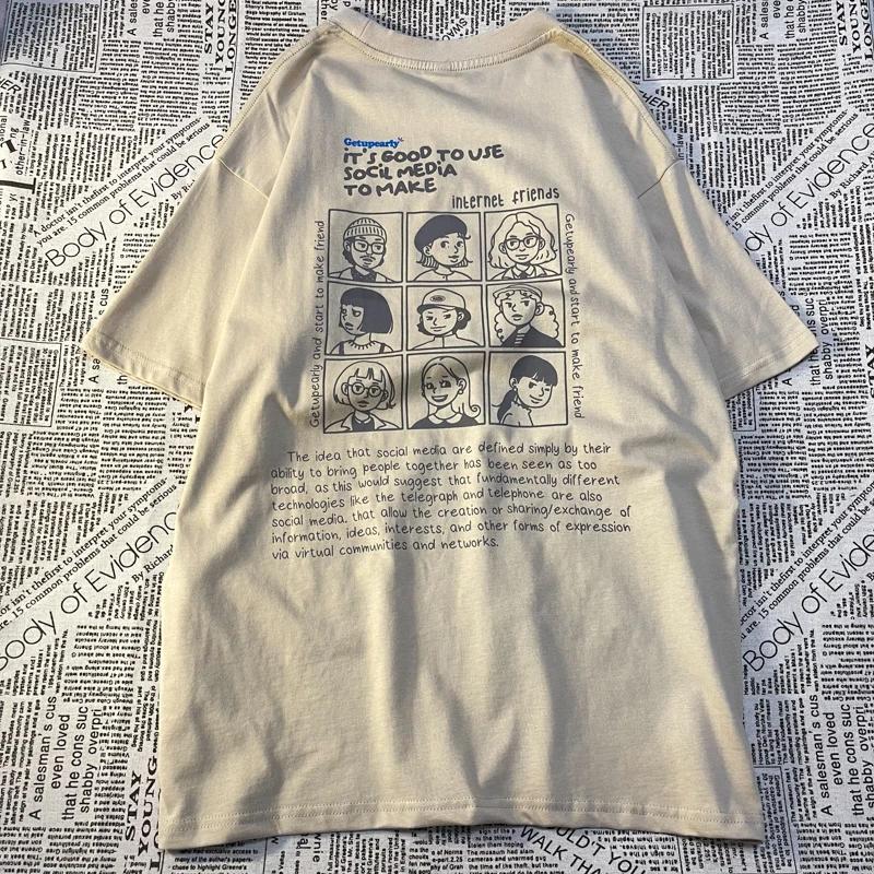 

Оригинальная футболка для встречи пользователей сети в американском ретро-стиле, мужская женская с принтом, с круглым вырезом, свободная, оверсайз, с коротким рукавом, хлопковая футболка XXXXXL хаки