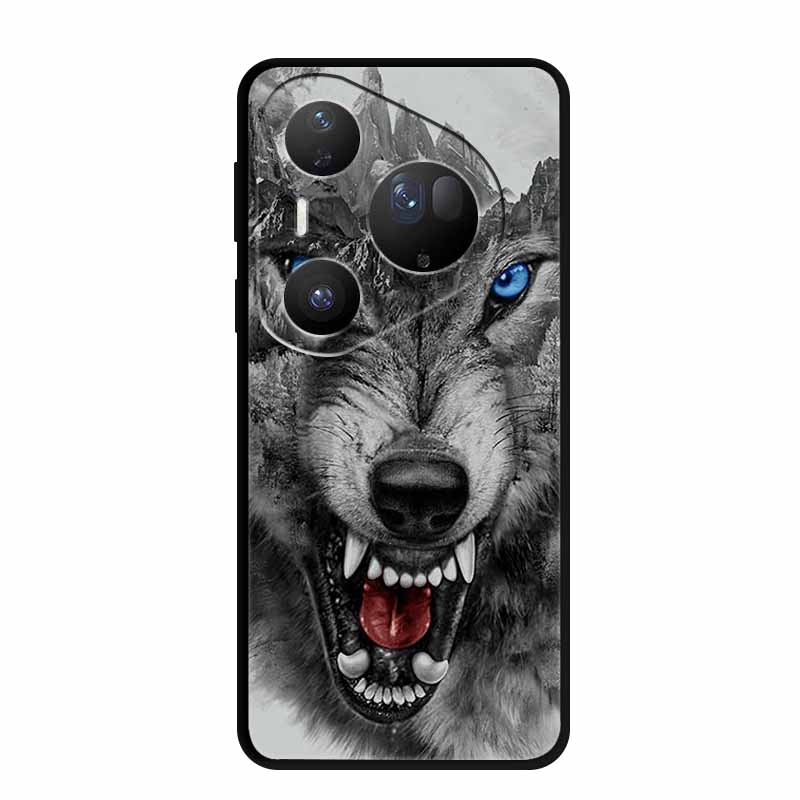 For Huawei Pura 80 Ultra 5G Case Wolf Tiger Lion Cat Black Silicone Soft Phone Case For Huawei Pura80 Ultra Back Cover Case Para