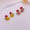 Color Contrast Daisy Flower Earrings Niche Design Sensitive Mori Oil Drip Earrings In Wind Earrings