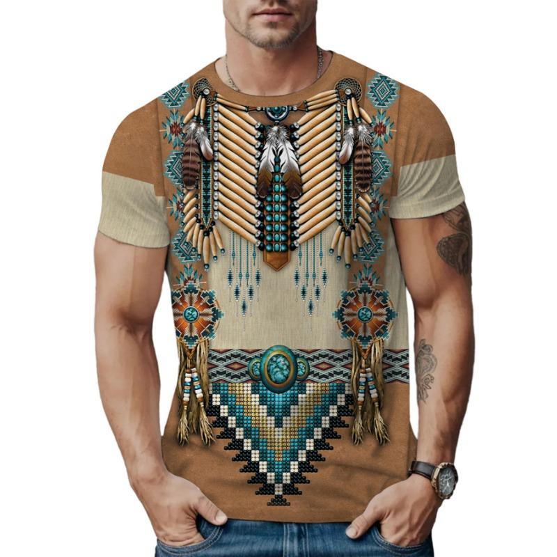 Summer Round Neck 3D Print Top Fashionable Casual Short Sleeved Men's T-shirts