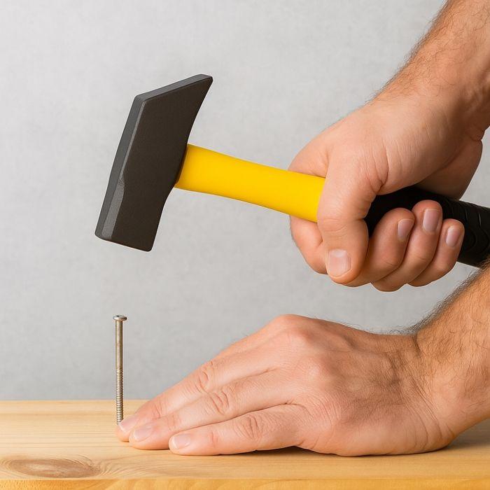 Marteau de Menuisier - BOXBRICO - Rivoir - 34 cm - 800 g - Manche Ergonomique Jaune et Noir