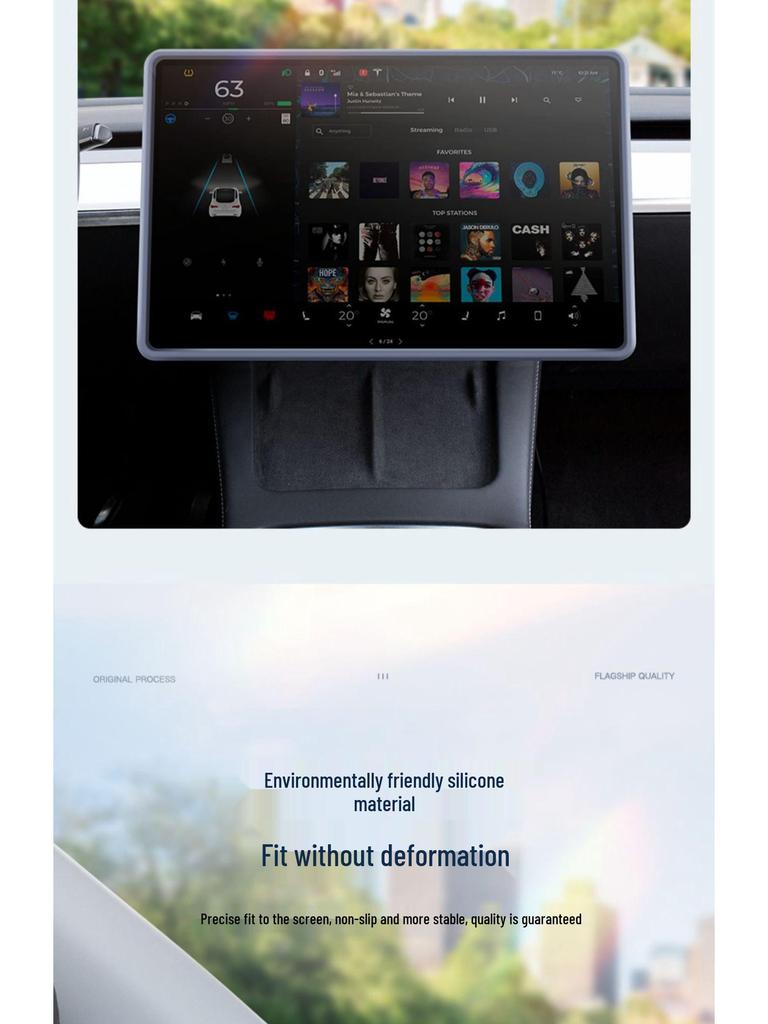 Tesla Model 3/Y Screen Protector Silicone Frame Center Console Car Accessory