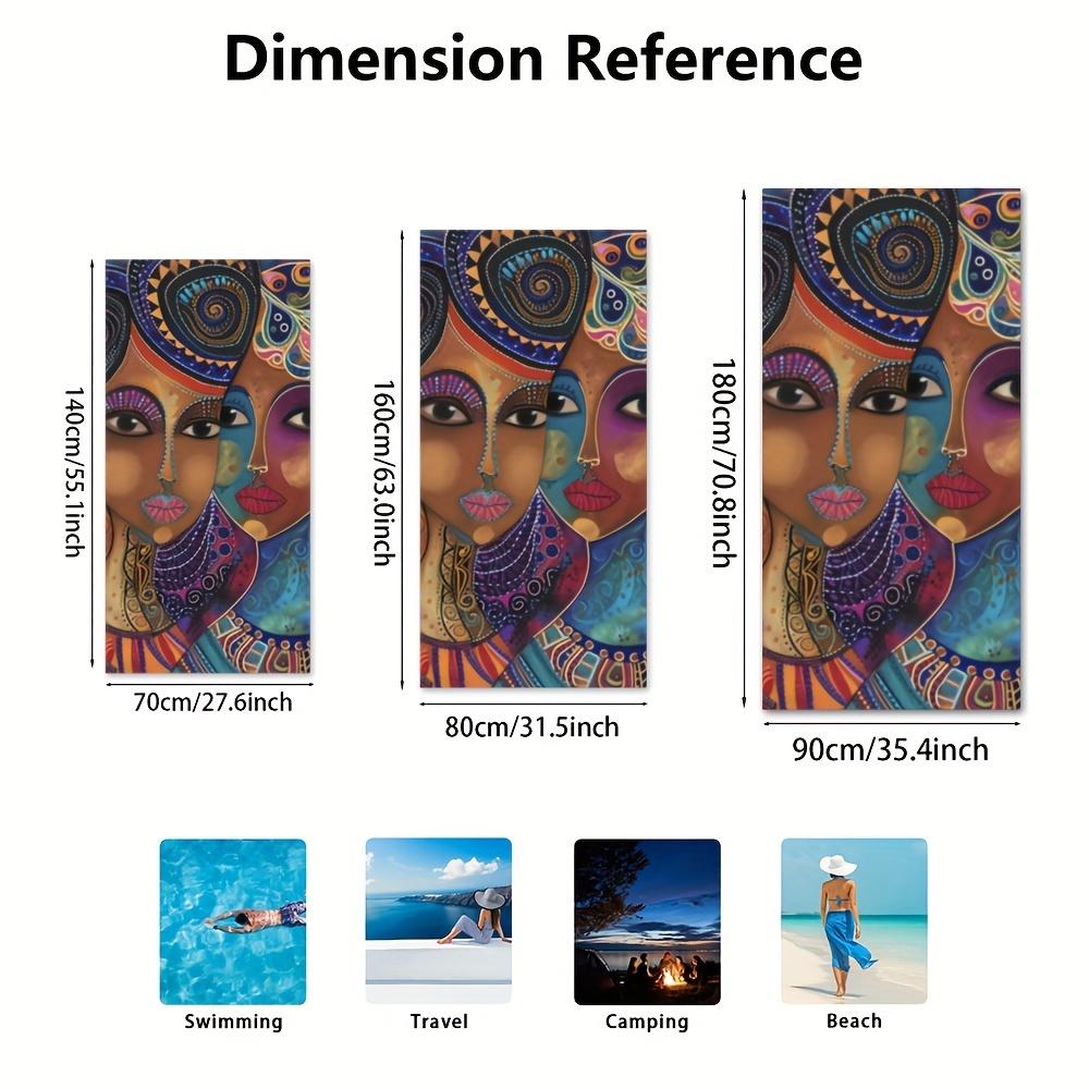 Vibrant Egyptian African Style Women Art Beach Towel, Extra Large, Thickened Quick-Dry Multi-Purpose For Swimming Travel Camping
