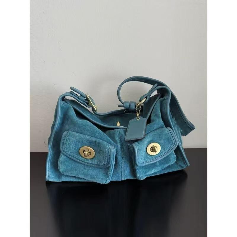 

Multi-pocket one-shoulder pillow bag, new retro literary messenger bag, casual wide shoulder strap, commuter bag for women синій