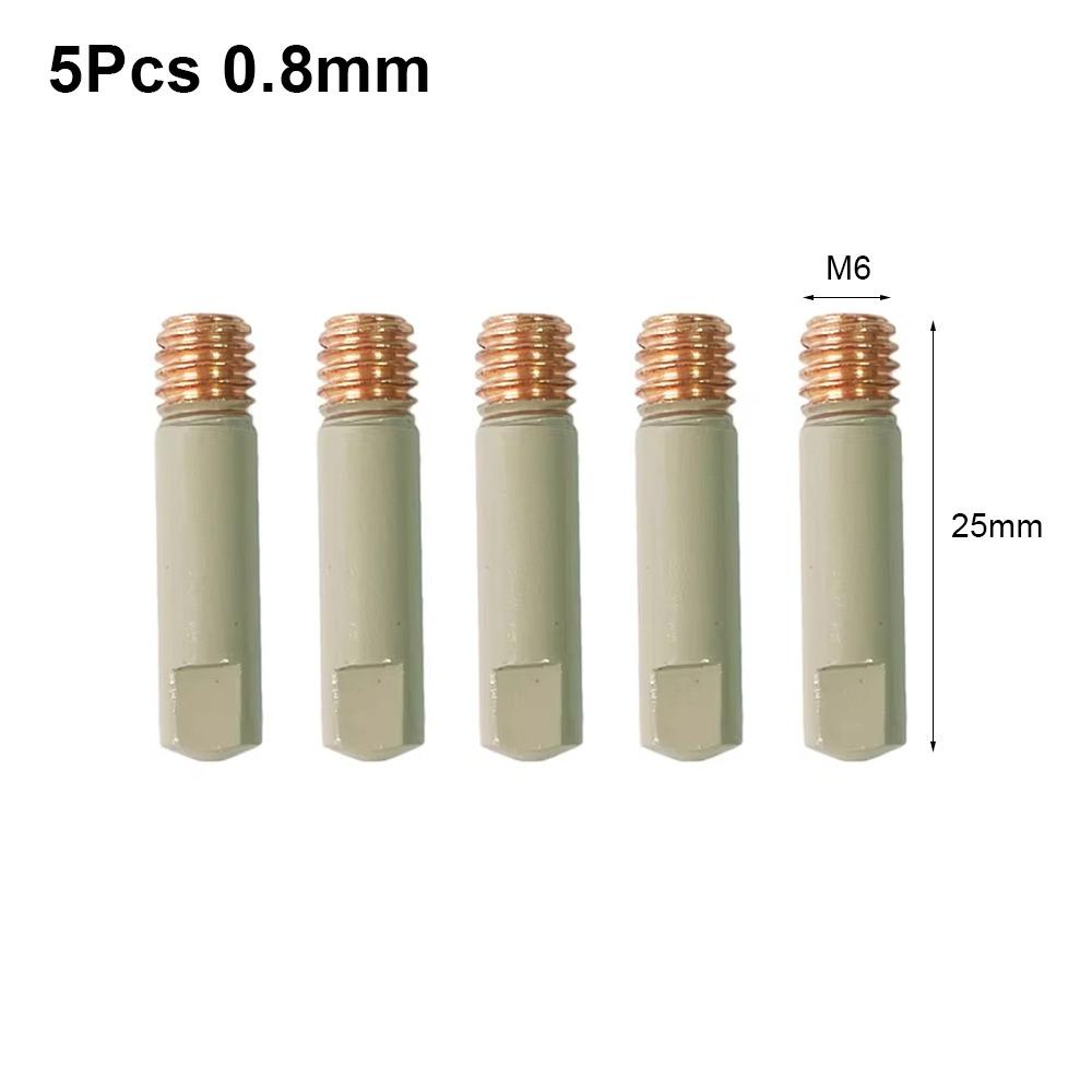 

5 шт. 25 мм M6 наконечник сопла MIG 0,8/1,0/1,2 мм детали сварочного инструмента сварочные контактные наконечники для MB-15AK 14AK 5Pcs 0.8mm