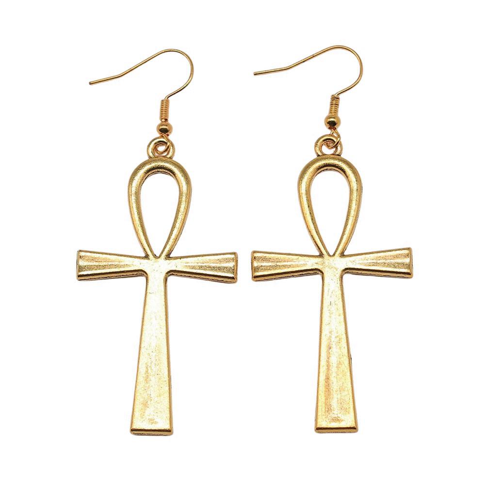 Ankh Cross Dangle Earrings Ancient Egyptian Symbol Drop Earrings Gothic Occult Themed Jewelry
