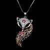Fox Sweater Chain Long Necklace: Korean Style, Simple Hollow Design with Diamond Inlays - Women's Fashion Accessory.