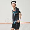 Li Ning Badminton Series Striped Geometric Pattern Crew Neck Straight Cut Short Sleeve T-Shirt Men Tops Black AAYU137-1