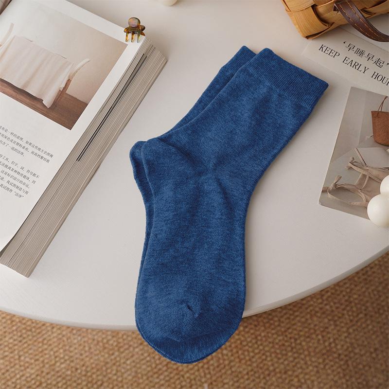 Women's Pure Cotton Breathable Odor-Resistant Mid-Calf Socks - Meilade Versatile All Cotton Loosely Stacked Postpartum Socks.