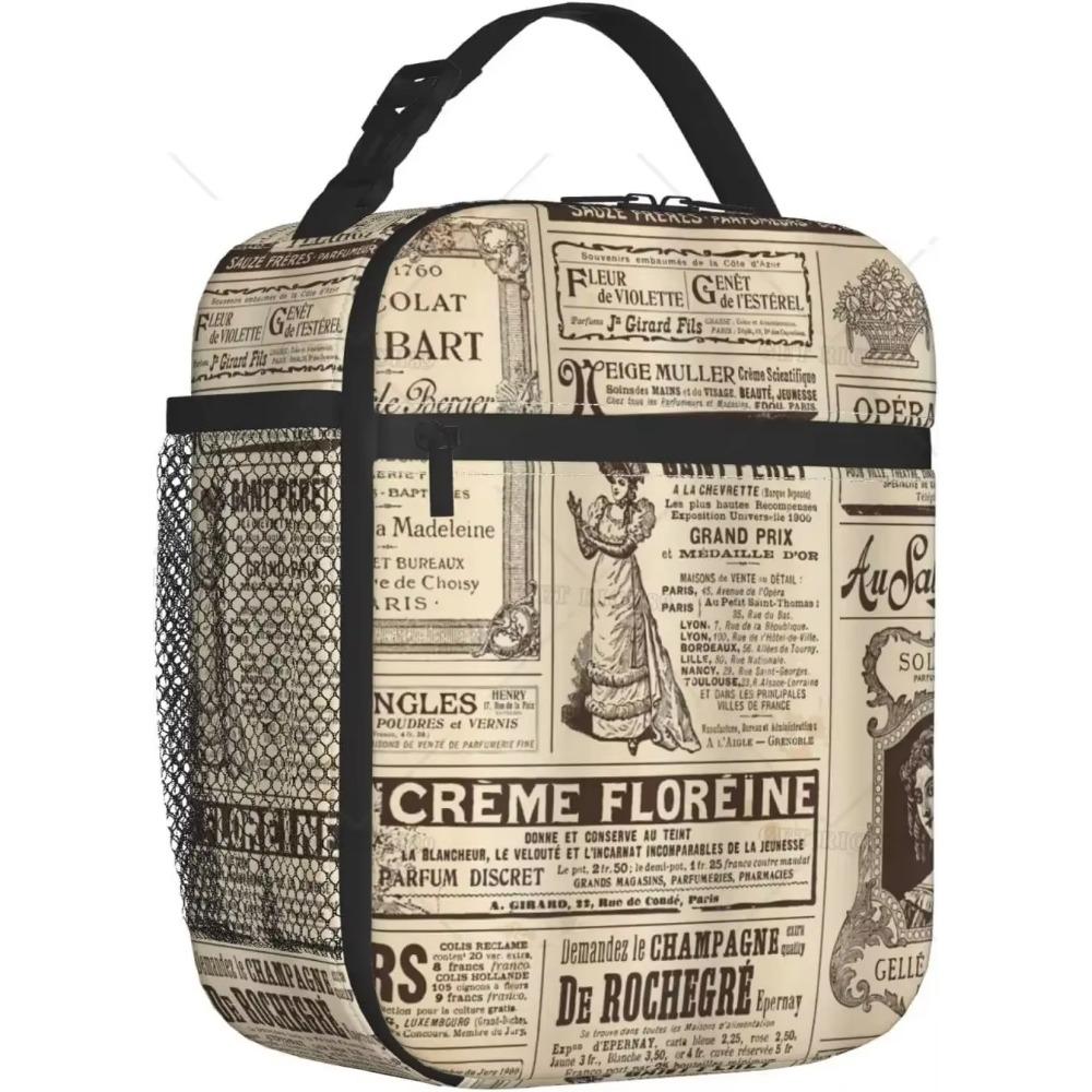 Vintage Style Portable Lunch Bag for Women/Men Insulated Reusable Lunch Box for Office Work School, Leakproof Cooler Tote Bag