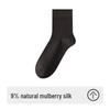 Men's Premium Mulberry Silk Mid-Calf Socks - Antibacterial & Deodorant - Ideal for Business Wear with Leather Shoes - Autumn/Winter Style