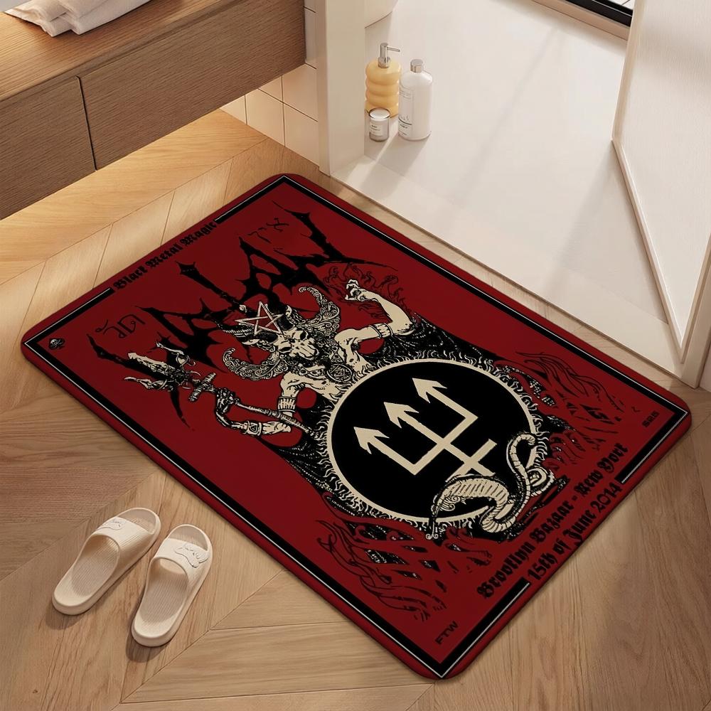 Dark Satanic Black Metal Art Patterned Rug Allseason Carpet For Entryway Home Party Decor Gift For Friends