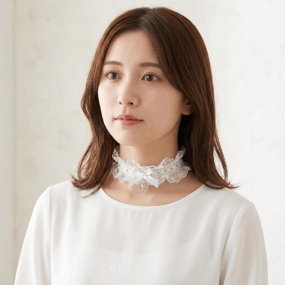 Cute Love Heart Lace Necklace Y2K Party Jewelry Lolita Choker Role Play Accessory Punk Cosplay Necklace Women
