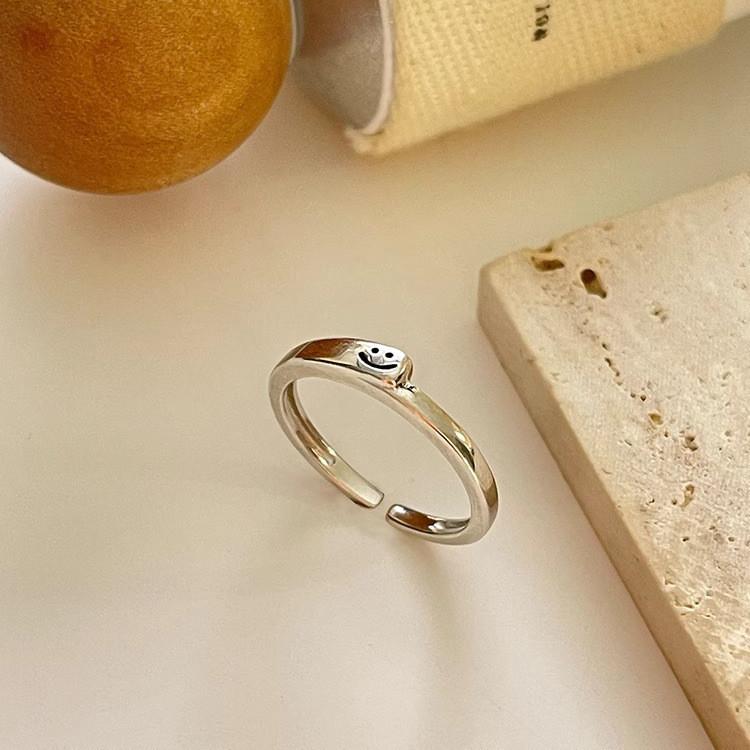 Fashionable High-quality Copper Smiley Face Ring With Adjustable Open Design For Women