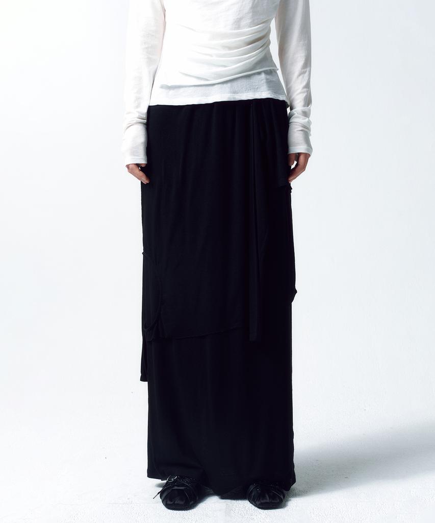INSILENCE WOMEN 3-Layer Maxi Skirt Black