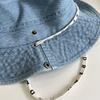 Retro denim bucket hat women's new strap-up big brim denim hat travel shade versatile sunscreen hat