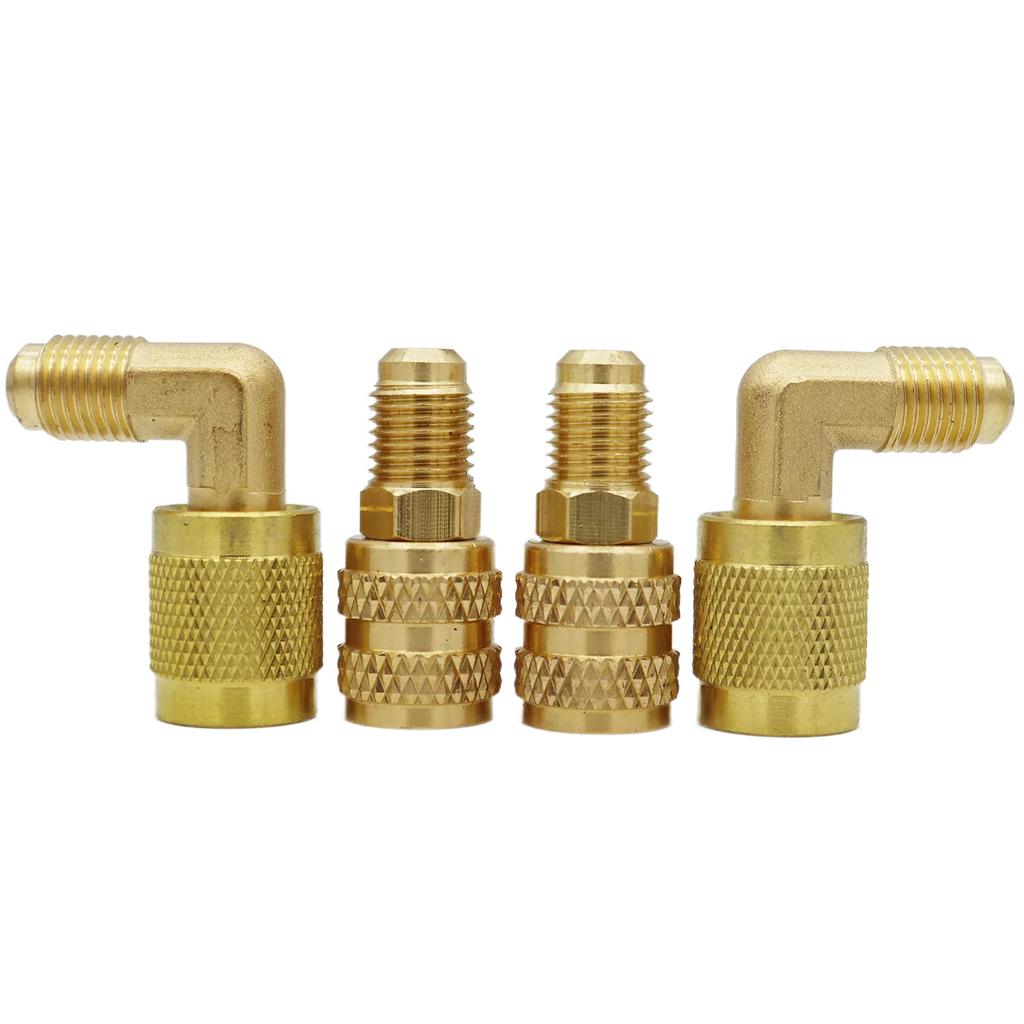 100% Brass Corrosion Resistant R410A Adapter for Air Conditioning HVAC, 5/16" SAE Male To 1/4" SAE Male Flare