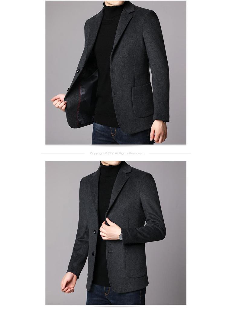 Men's Double-Breasted Cashmere Wool Overcoat & Casual Suit Set for Fall/Winter