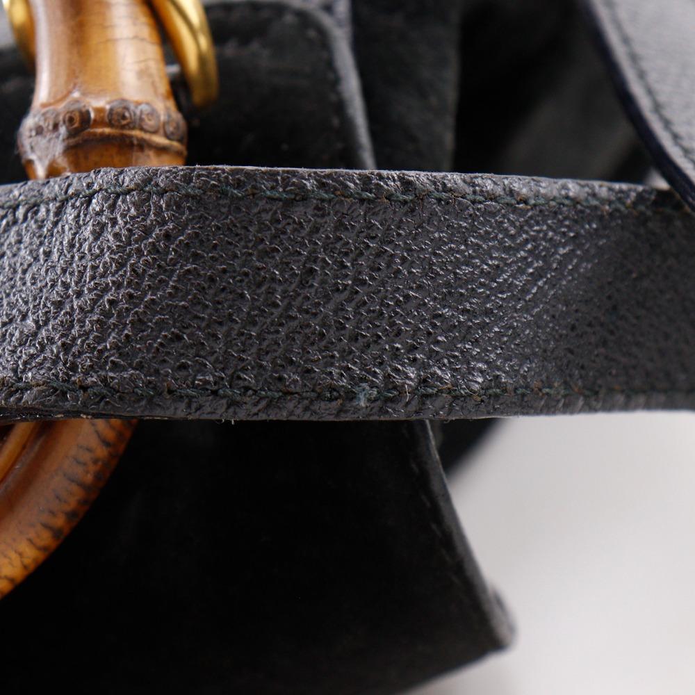 GUCCI Bamboo Backpack Daypack Old Gucci black Suede Women Used