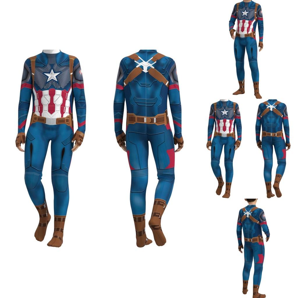 Captain America Kids Boys Cosplay Costume Jumpsuit For Parties And More!