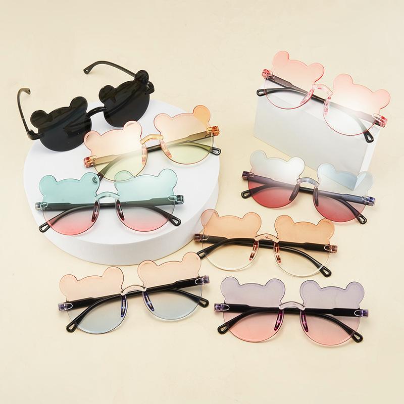Cute Bear Shape Kids Sunglasses UV400 Protection Rimless Gradient Sun Glasses for Boys Girls Children Outdoor Anti-UV Eyewear