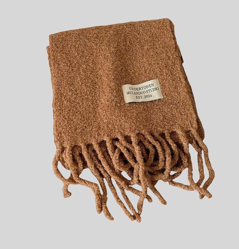 Neuer einfarbiger Premium-Wollschal für Damen, Herbst und Winter, vielseitig, verdickt, Plüsch, warm, Premium-Schal
