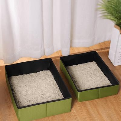 Easy To Clean Waterproof Portable Cat Litter Box Oxford Folding Cat Toilet Tray Reusable Pet Garbage Bin Apartment