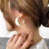 Korean White C-Shaped Resin Stud Earrings - High-End, Elegant & Unique Design